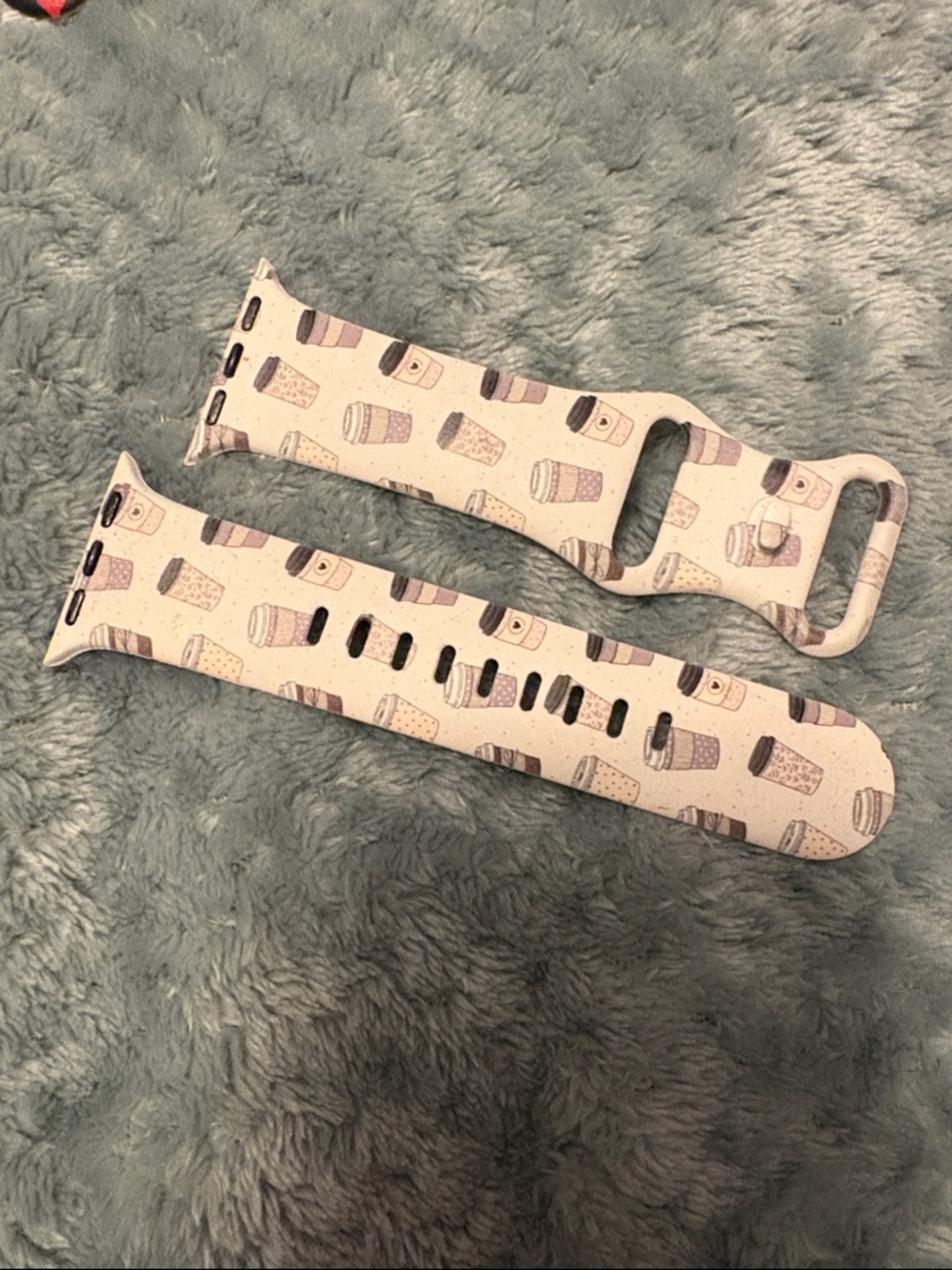 Coffee Cup Pattern Apple Watch Band - Light Cream